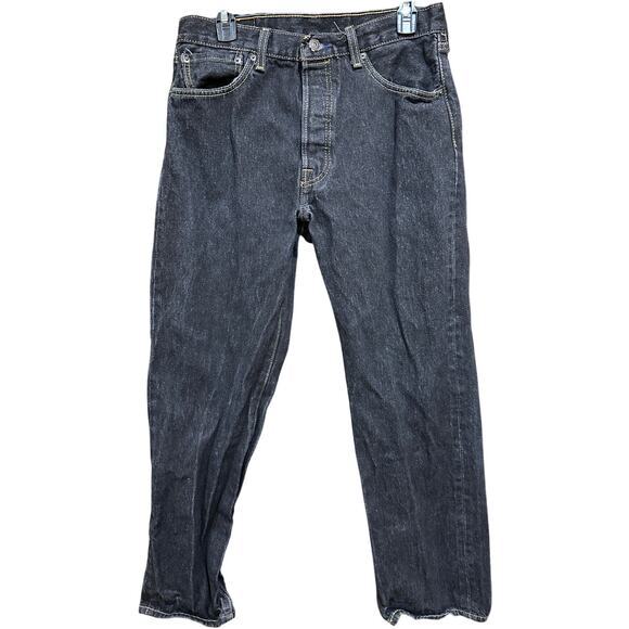 Levis 501 Mens Jeans‎ Size 34 Dark Gray Straight Leg 100% Cotton Button Fly - Picture 1 of 9
